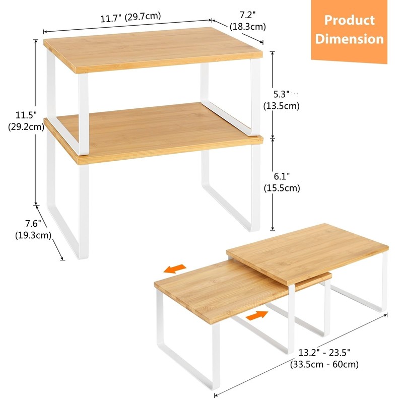 NEX Kitchen Cabinet and Counter Shelf Organizer, Stackable & Expandable,
