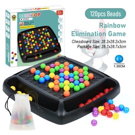 Intellectual Chess Board, Elimination Board Game, with 120 Pieces Rainbow Ball, Bead Elimination Board Game, Rainbow Ball Board Game, Dual Duel Intellectual Chess Board for Adults Children