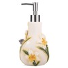 FORLONG Ceramic Soap Dispenser, 3D Hand-Painted Butterfly and Lilies Flower