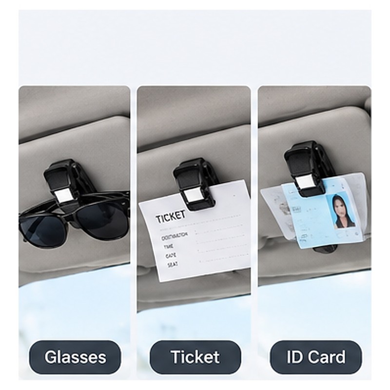 Car Eyeglass Holder for Driving – 80° Rotating Multifunctional Clip