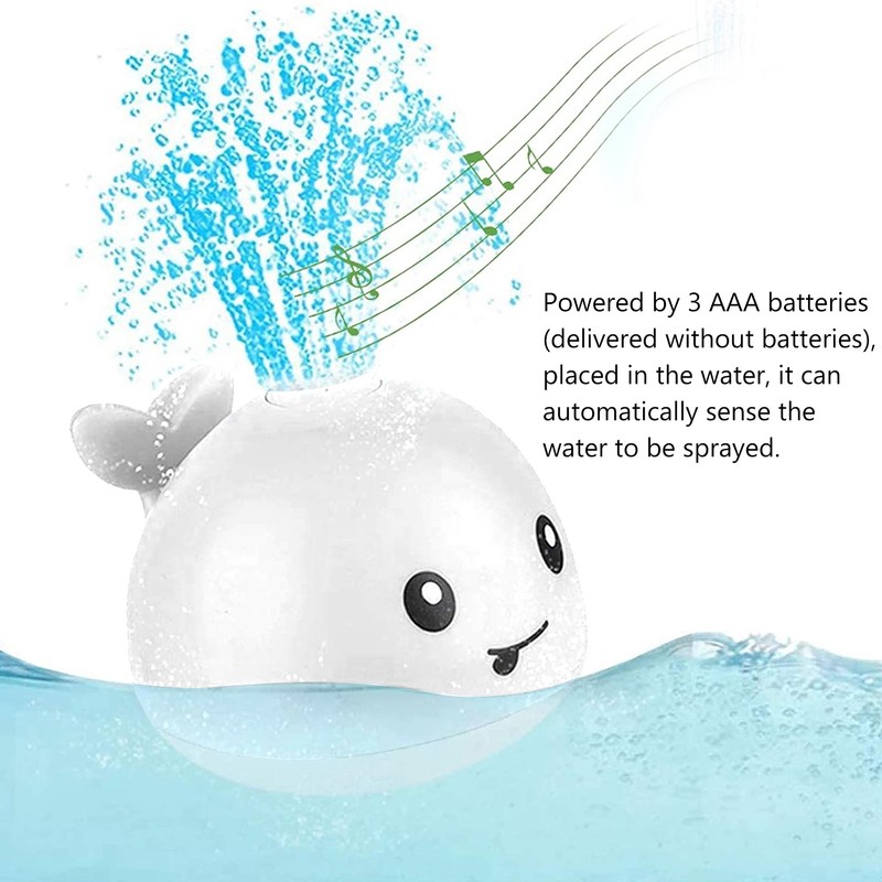 Whale Water Spray Toy White Induction Switch Floating Spraying Flashing