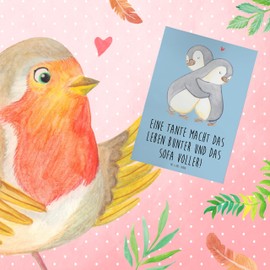 Mr. & Mrs. Panda Grußkarte Bunte Tante - Geschenk, Geschichten, einzigartige Designs, Geburtstagskarte, Ansichtskarten, Glückwunschkarte, besondere