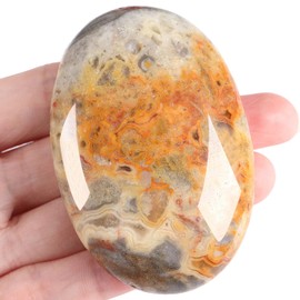ZHIYUXI 2.4" Crazy Lace Agate Crystals Gemstones Crystals and Stones Worry Stone Crystal Decor Gifts Energy Balancing Therapy Polished Stones Palm Stone Mediation 1PC