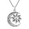 AeraVida Celtic Crescent Moon and Sun Eclipse .925 Sterling Silver