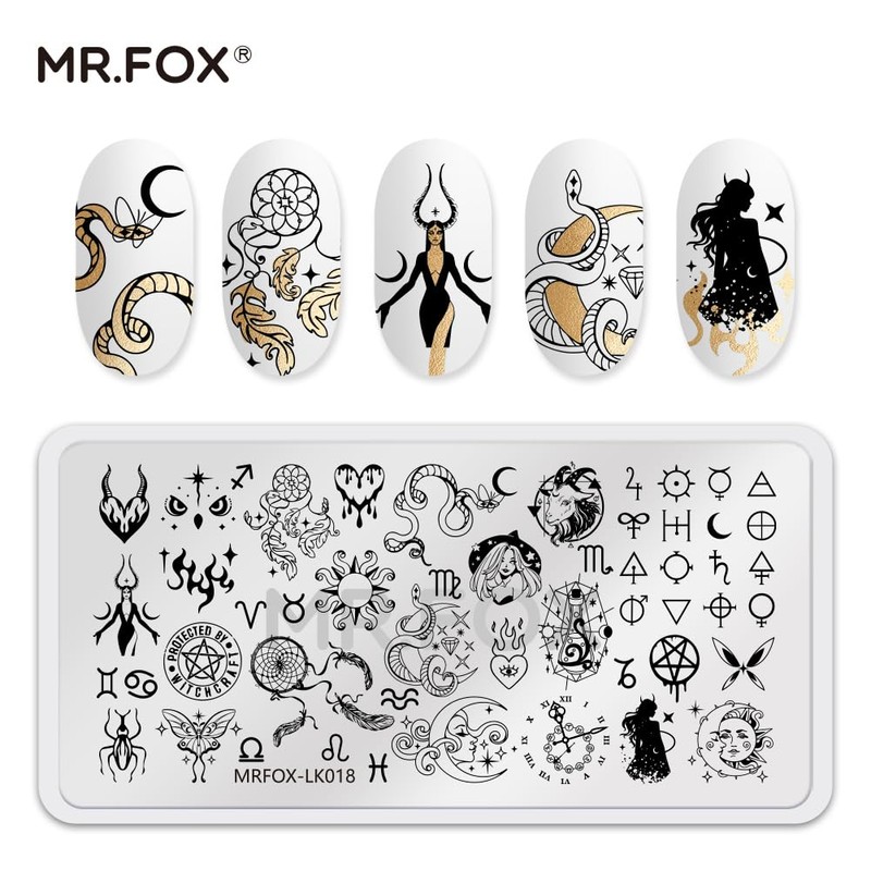 5 Pcs Nail Plates Stamping Set Starry Star Moon Esoteric