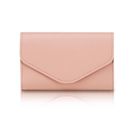 MultiValue Women Wallet, Simple Leather Passport Holder Multi-Compartment Passport Wallet with Snap Button Long Men Wallet for Cards Passport Coin (Pink)