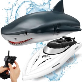 OBEST Remote Control Boat Shark RC Shark Boat Toy 2 in 1, 2.4GHz RC Electric Boat, Kids Electric Shark Toy for Pools and Lakes, Summer Toy Gift for Pool Lake Pond