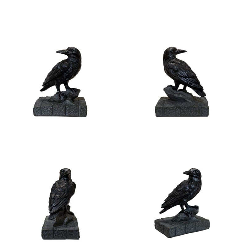 EASCHEER Raven On Rock Statue 3" Gothic Crow Scavenger Bird