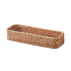 MUJI 37525702 Overlapping Rattan Rectangular Box, Half, Shallow, Width 10.2 x Depth 3.5 x Height 2.4 inches (26 x 9 x 6 cm)