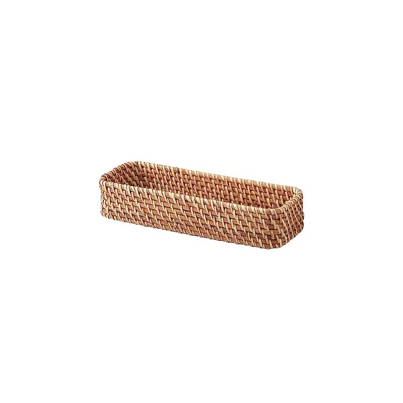 MUJI 37525702 Overlapping Rattan Rectangular Box, Half, Shallow, Width 10.2