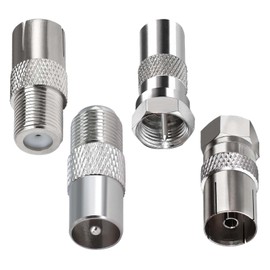 eioororriy 4-Piece TV Aerial Connector Set, Satellite Cable Connectors with Anti-Oxidation Coating for Coaxial Cable Connectors, High Compatibility for TVs, Routers & Set-Top Boxes