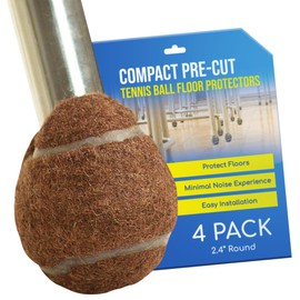 Furniture Footies Precut Tennis Balls for Walkers & Chairs – Heavy-Duty Glide Pads for Tables & Desks – Floor Protector Accessory for Mobility Aids – Scratch-Resistant – 2.4 Inch Black, 4 Count