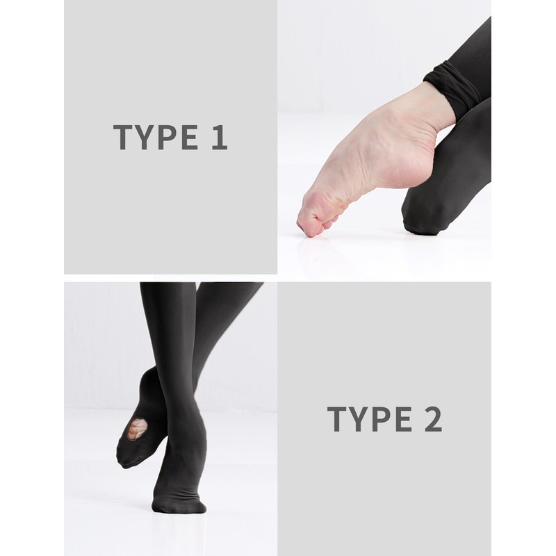 Daydance Black Toddler Girls Transition Tights Ultra Soft Ballet Convertible