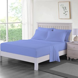 Dazzle Collection ®️100% Egyptian Cotton Sheet 200 Thread Count Bed Fitted Sheet Hotel Quality Bedding Set Soft & Crisp Cotton Caravan Campervan (Single (Fitted Sheet), Blue)