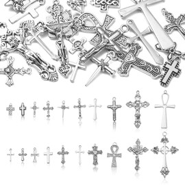 UR URLIFEHALL 20 Pcs 20 Stile Antike Silber Kreuz Charms Kruzifix Charms Religion Anhänger für Schmuck Machen DIY Religiöse Handwerk