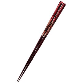 Traditional high quality chopsticks made by Japanese craftsmen, 8.3 inches (21 cm), red, natural wood, lacquered coating, fine and delicate, simple and timeless stylish design The tips of the