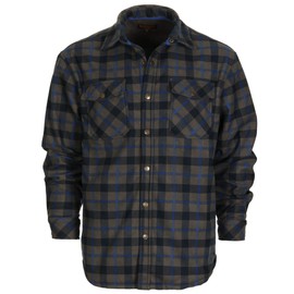 Gioberti Mens Checkered Flannel Jacket, Navy/Gray/Royal Blue Contrast Line, Large