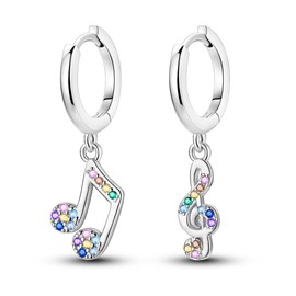 NARMO Earrings for Women 925 Sterling Silver Musical Note Earrings Fancy Dangle Drop Hoop Earrings