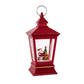 Cypress Home LED Musical Red Water Lantern with Holiday Scene