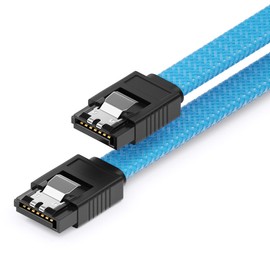deleyCON 30 cm SATA 3 Cable Nylon 6 Gbit/s Data Cable SATA III Connection Cable Serial ATA Connection Cable for Motherboard & Hard Drive HDD SSD 2 S-ATA L Connector Straight Blue