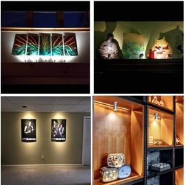 Cefrank Mini Spot Lights with Dimmer, Warm White 8 x 1W 360° Rotatable LED Spotlight Jewelry Cabinet Dimmable Wall Light, White Finish Shell (Pack-8, Warm White 3000K)