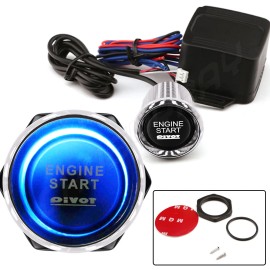 CHUSYYRAY Car Engine Start Push Button Switch Ignition Starter Kit Blue For Ford Mustang