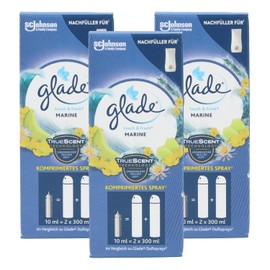 3 x Glade Touch & Fresh Air Freshener Refill Marine 10 ml Fresh Fragrance