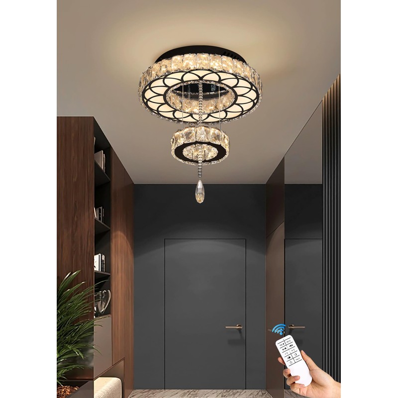 Flashing God Dia 12" Crystal Mini Chandelier Crystal Black Ceiling
