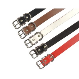 Genuine Leather Dog Collar, Adjustable Pet Collar, 5 Sizes XS-XL, Multiple Colours (Elegant White, Large)