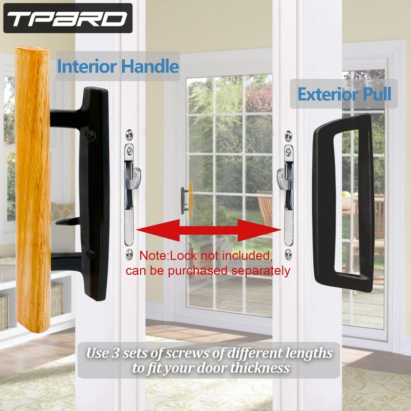 TPard Sliding Glass Patio Door Handle Replacement Set with Oak