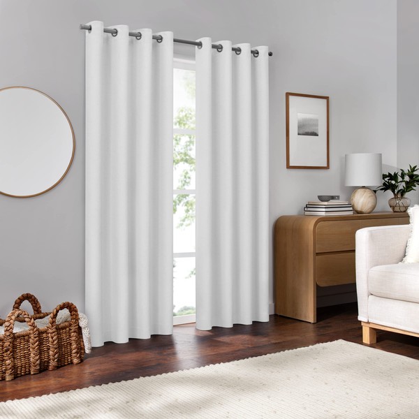 Eclipse Lawson Arm & Hammer Odor Neutralizing Blackout Grommet Window Curtain for Living Room (1 Panel), 50 in x 63 in, White