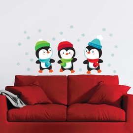 Paper Riot Co. Penquin Stacking Christmas Holiday Wall Stickers Removable for Family Activity Classroom Kids Room Nursery Bedroom Home Decor 65 Count Decals