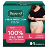 Depend Protection Plus Ultimate Underwear Women Large 84 Ct DISCREET