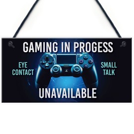 Red Ocean Funny Gaming In Progress Boys Bedroom Sign - Gamer Gift Gaming Sign For Boys Bedroom - Birthday Christmas For Son Brother - Gaming Accessories For Games Room