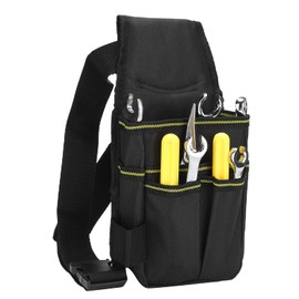Small Tool Bag with Belt, 29 x 13.5 cm, Professional Electrician Tool Bag, 600D Oxford Fabric, Waterproof Hardware Tool Organiser, Garden Belt Bag