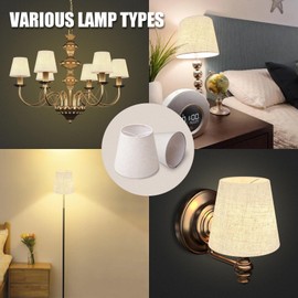 Small Lamp Shade Clip on Bulb for Candelabra Bulbs, Mini Lampshades for Chandeliers, Home Decor Barrel Beige Fabric Linen Lampshade for Table Chandelier Wall Lamp Ceiling Lamps 4x6x5 Inch 6 Packs…