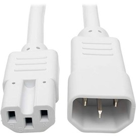 Tripp Lite 6ft Heavy Duty Computer Power Extension Cord 15A, 14 AWG, C14 to C15, White 6'(P018-006-AWH)