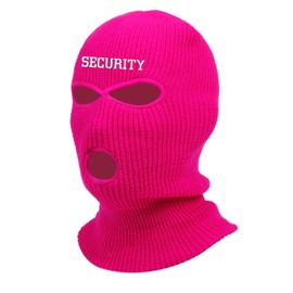 Security Embroidered Ski Mask Winter Cap (Neon Pink)