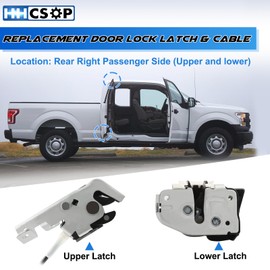 HHCSOP Rear Door Lock Latch & Cable Right Passenger Side Fit for 2004 2005 2006 2007 2008 Ford F150 Extended Cab Pickup, Door Upper and Lower Latches Assembly 8L3Z-18264A00-B, 6L3Z-18264A00-B