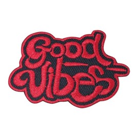 Octory Good Feeling Quotes Iron On Patches for Clothing Saw On/Iron On Funny Biker Embroidered Patch Applique for Jeans, Hats, Bags (Red)