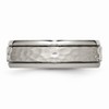Chisel Titanium 7mm Grooved Edge Hammered and Polished Wedding Band