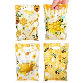 PintreeLand 40PCS Bee Party Favor Bags, Sweet Can Bee Goodie Bag Sunflower Yellow Gift Bags for Birthday Baby Shower Party Decoration Supplies