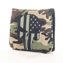 19th Hole Custom Shop US Flag Punisher Skull Golf High-MOI Mallet Putter Head Cover, Right Hand, Camouflage Canvas