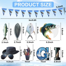 Qeeenar 5 Gone Fishing Pancartas de Cumpleaños de Pescar para Fiesta Banner de Fiesta de Pescado Colgante de Cuerda Decoraciones de Papel de Cumpleaños para Pescador Verano Jubilación (Estilo Variado)