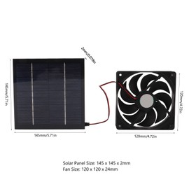 RV Solar Panel and Fan Kit, 5V 2A 10W Solar Powered Panel Fan Mini Ventilator for RV Yacht Greenhouses Pet Houses Chicken Coops RV Parts and Accessories