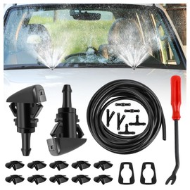 22PCS 13Ft Windshield Washer Hose Repair Kit,Windshield Washer Nozzle Replacement with 6PCS Connector Compatible with Dodge Jeep Ram,Universal Windshields Wiper Hose Repair Kit