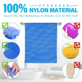 6 Pieces African Bath Sponge African Net Long Net Bath Sponge Exfoliating Shower Body Scrubber Back Scrubber Skin Smoother,Great for Daily Use (Pink, Yellow, Purple, Blue, Black, Off-White)