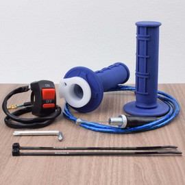 Royitay 7/8" 22mm Twist Throttle Accelerator Soft TPR Rubber Handle Grips + 50" Throttle Cable + Kill ON-Off Switch for 50cc 110cc 150cc 250cc Mini Bike 4-Stroke Dirtbike ATV Quad Pit Bike Blue