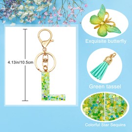 TTYY Initial Letter Keychain for Women Gift for Young Teenage Girl Gifts for Christmas to Mom Daughter green tassel (green star LetterL)