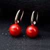 Merdia Charming Earrings Drop Simulated Pearl Hook 12MM Red Earrings